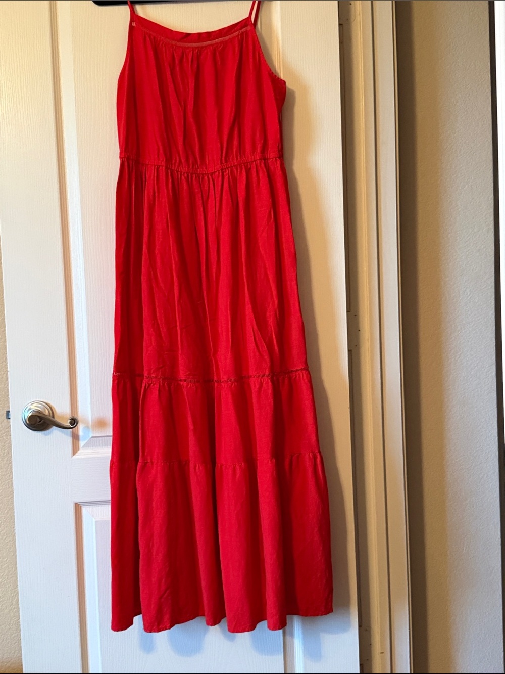 Red Tiered Spaghetti Strap Maxi Dress - Unbranded